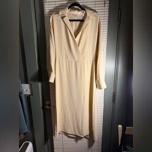 Vince Cream Long Sleeve Midi Dress